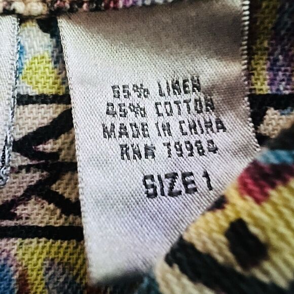 Chico's Colorful Abstract Faces Wearable Art Denim Jacket - Size 1 (Medium Sz 8) - Picture 9 of 9